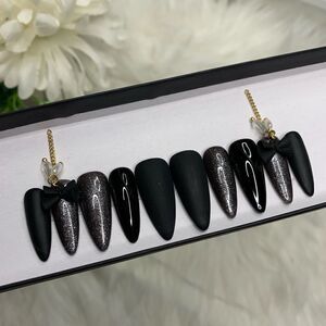 Black Bow Press On Nails | Handmade Press On Nails | Fake Nails